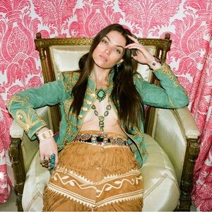 Jessie Western Suede Military Jacket in Green